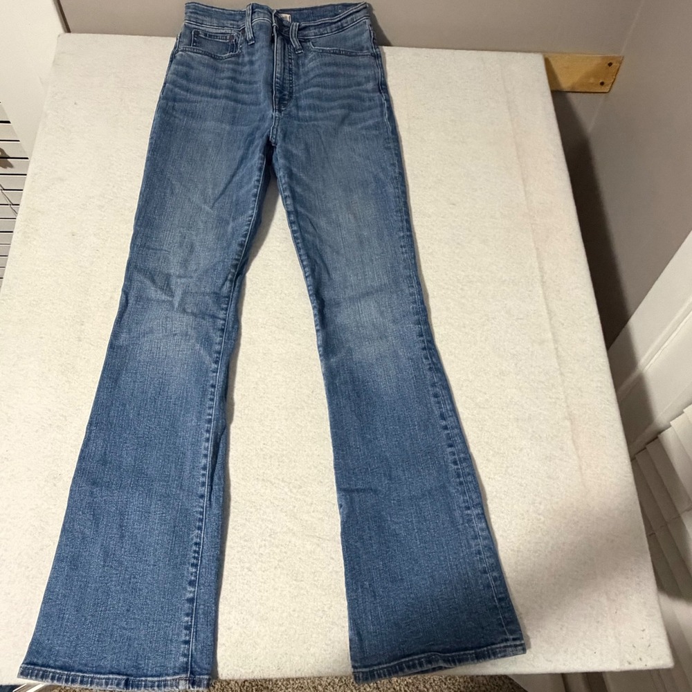 Madewell Skinny Flare High Rise Jeans Medium Wash Blue Size 28 Stretch Denim